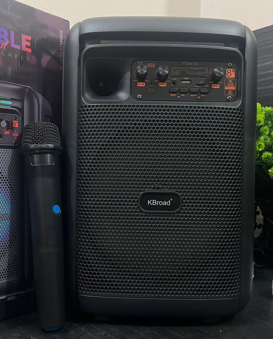 KTS-2198 8 Inch flame lights portable speaker with wireless Mic