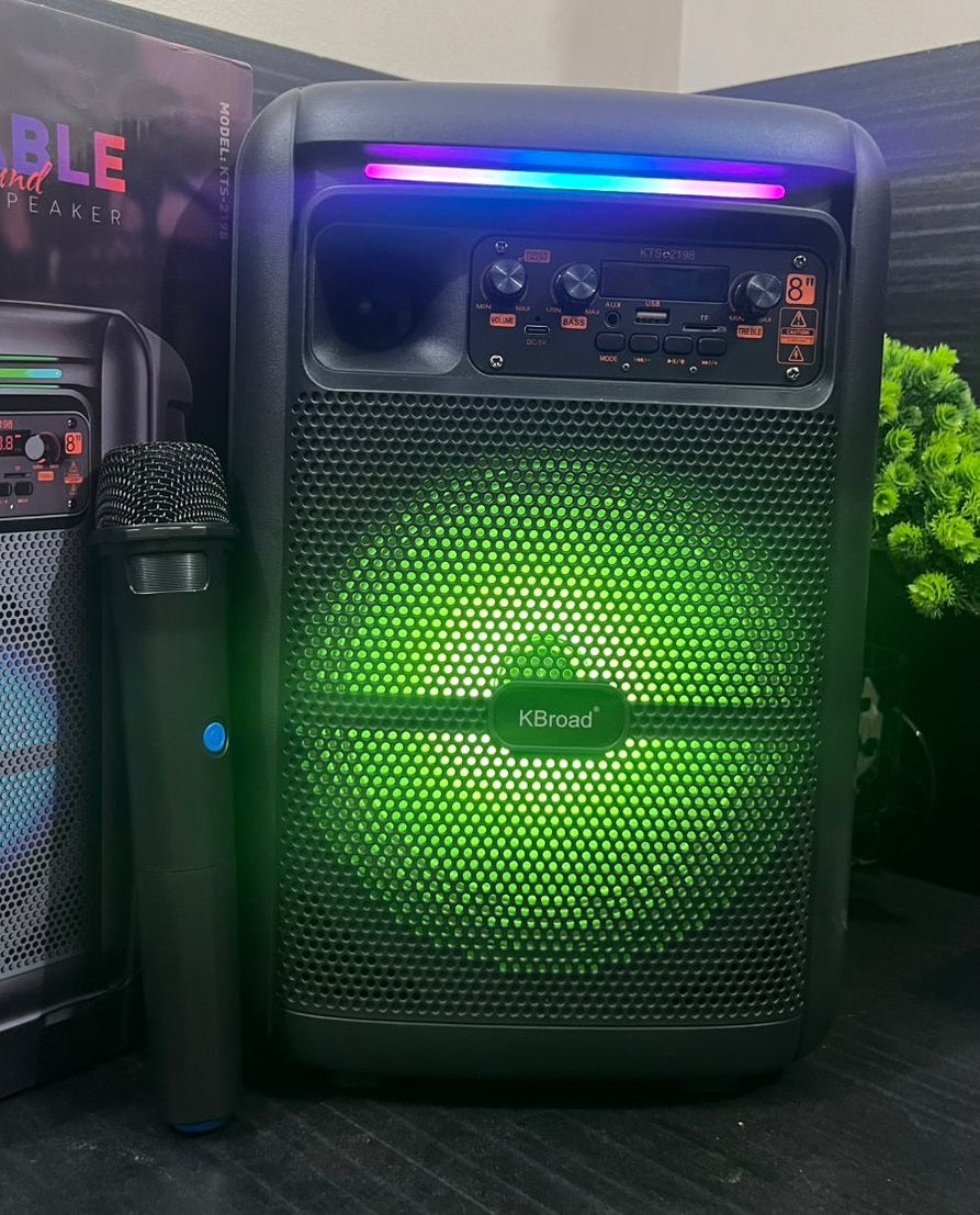KTS-2198 8 Inch flame lights portable speaker with wireless Mic
