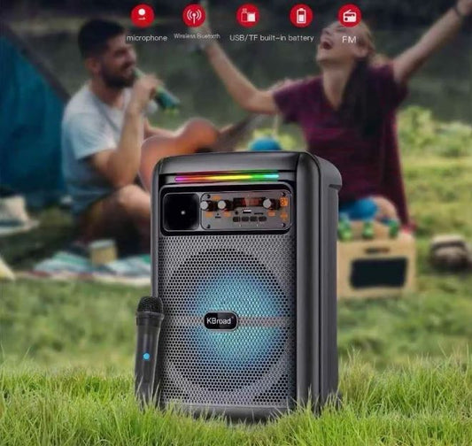 KTS-2198 8 Inch flame lights portable speaker with wireless Mic